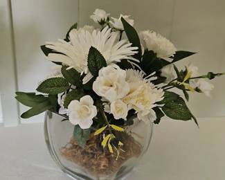 White Floral Arrangement Heart Vase
