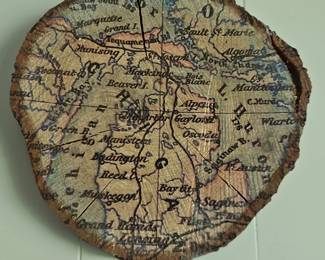Michigan Map Wood Slice Art