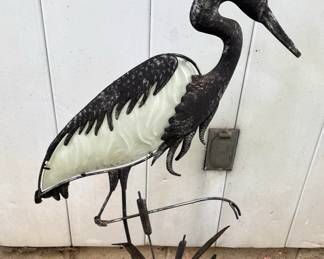 Metal Heron Garden Sculpture