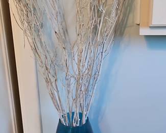 Teal Glass Vase with Branches