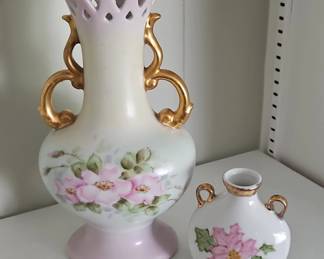 Pair of Lefton Hand Painted Floral Vases