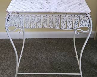 White Wicker Plant Stand