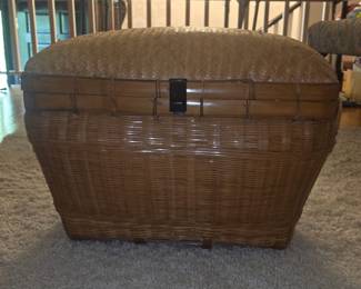 Vintage Asian Herringbone Weave Rattan trunk chest