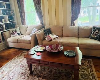 Over Stuff loveseat and sofa, Broyhill coffee table