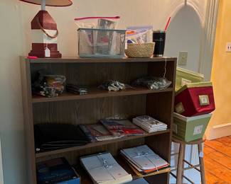 Bookshelf and office supplies