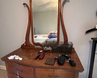 Antique oak dresser with mirror