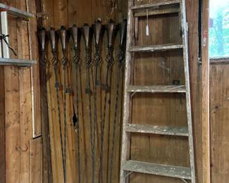 Tiki torches and ladder