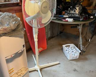 Oscillating floor fan, hot and cold water cooler