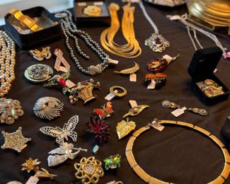 Bracelets, necklaces, earrings, pins, brooches