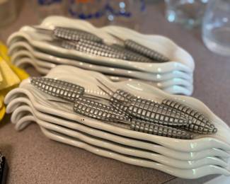 Corn holder, dishes, and corn picks