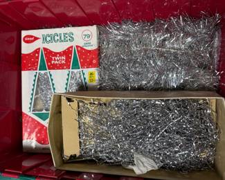 Vintage tinsel tree decor