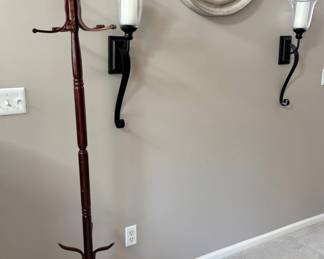 Clock, sconces, coat tree