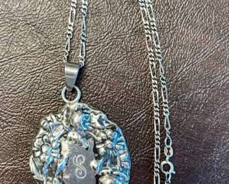 S initial silver necklace 