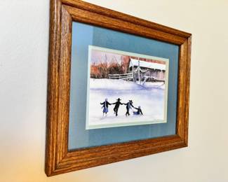 Painting Amish children ice skating