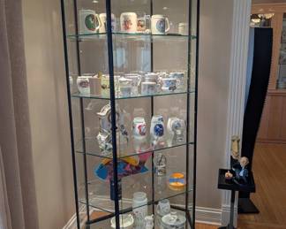 Second Elongated Hexagon Glass Tower Display Case with Top Lights only, and & Keys : $650 (one of two available)