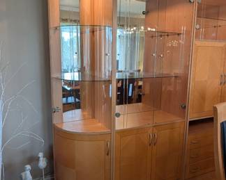 Wall unit is in overall very good condition with only a small nick at the bottom of the far left cabinet.