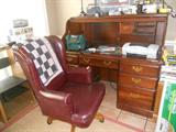 Great roll top desk and office chair.