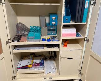 Inside hidden office desk armoire 