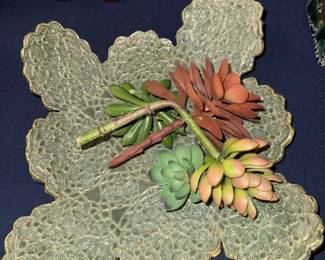 “Lace” impression handmade ceramic dish