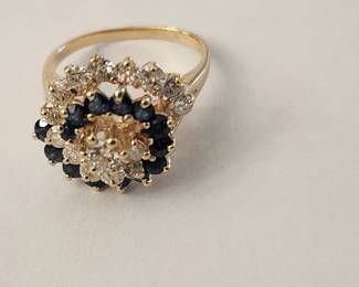 14K Diamond Sapphire Dinner Ring