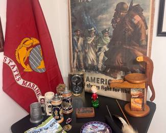 antique war poster, semper fi flag
