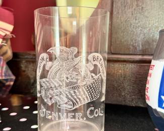 antique early 1900's etched glass