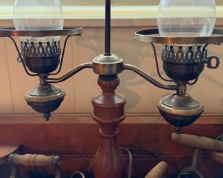 vintage lamp with wood base