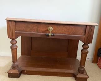 antique walnut marble top table