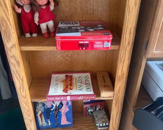 vintage oak bookcase , games