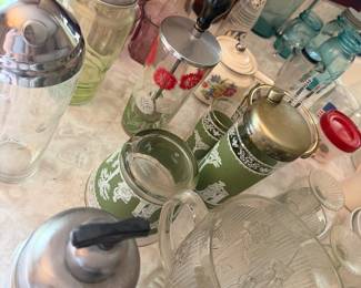 assorted cocktail shakers