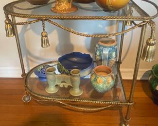 Hollywood Regency MCM Rope and Tassel Cart