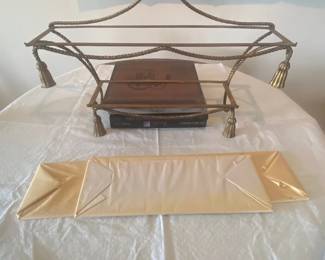 Hollywood Regency MCM Rope and Tassell double wall shelf