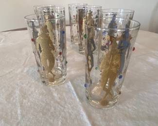 Culver Mardi Gras jeweled glasses (7) 1950's