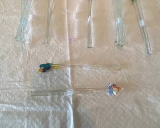 Assorted hand blown glass swizzle sticks
