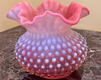 FENTON CRANBERRY HOBNAIL VASE
