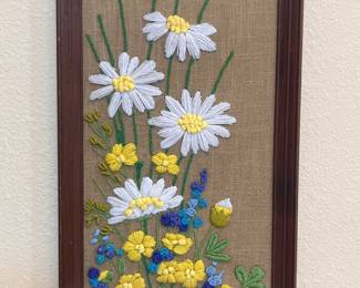 CREWEL FLORAL ART 1970'S