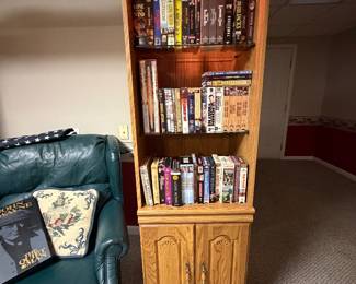 BOOKSHELF AND VHS COLLECTION