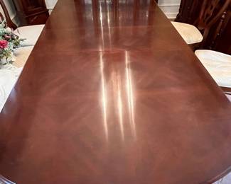 DINING TABLE AND EIGHT CHAIRS