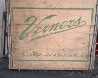 Vintage Vernors soda pop wooden bottle crate