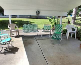 Vintage aluminum webbed patio furniture
