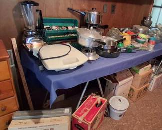 Vintage kitchen appliances small pots and pans