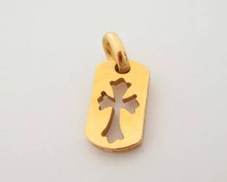 Chrome Hearts Tiny Cut Out Cross 22K Gold Pendant