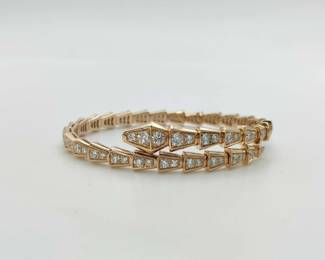 Bvlgari Serpenti Diamond 18K Rose Gold Bangle Bracelet