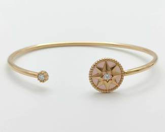 Dior Rose des Vents Pink Opal Diamond 18K Rose Gold Open Cuff Bracelet