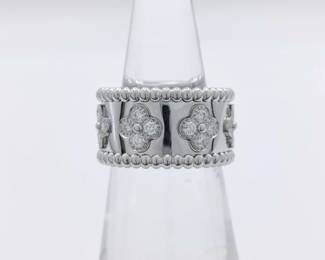 Van Cleef & Arpels Perlee Diamond Clover 18K White Gold Ring
