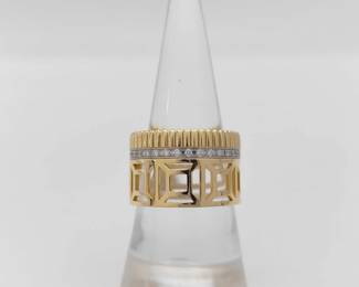 Boucheron Cattle Radiant Openwork Diamond Ring 18K Yellow Gold