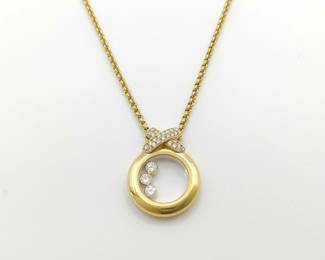 Chopard Happy Diamonds Ribbon 18K Yellow Gold Diamond Pendant Necklace