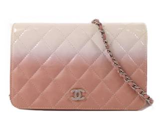Chanel White Pink Leather WOC Wallet On Chain