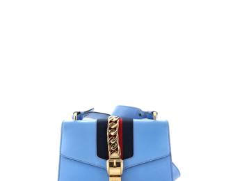 Gucci Sylvie Blue Leather Shoulder Bag
