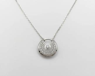 Cartier Amulette Diamond Pave Large 18K White Gold Pendant Necklace